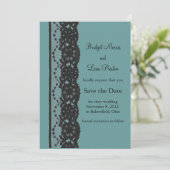 ティール(緑がかった色)フランスのレース日付の保存 セーブザデート (スタンド正面)