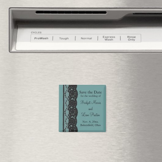 ティール(緑がかった色)フランスのレース日付マグネットの保存 マグネット (インサイチュ (食洗機))