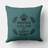 ティール（緑がかった色）フランスの黒保クレッ運ク クッション (裏面)