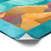 ティール(緑がかった色)フレーム抽象芸術砂漠芸術祭 – 幾何学模様 ポスター (コーナー)