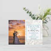 ティール（緑がかった色）フロリ結婚ダの写真ありがとう サンキューカード (スタンド正面)