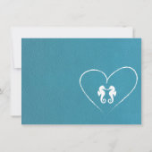 ティール（緑がかった色）フロリ結婚ダの写真ありがとう サンキューカード (裏面)