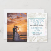 ティール（緑がかった色）フロリ結婚ダの写真ありがとう サンキューカード (正面)