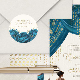 ティール（緑がかった色）フローラエレガントキンセアニェラ ラウンドシール