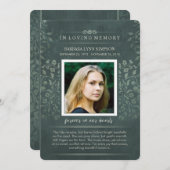 ティール（緑がかった色）フローラカスタム写真詩サンキューカード サンキューカード (正面/裏面)