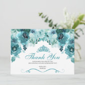 ティール（緑がかった色）フローラキンセアニェラありがとう サンキューカード (スタンド正面)