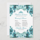 ティール（緑がかった色）フローラキンセアニェラコートオブオナー招待状 招待状 (正面)