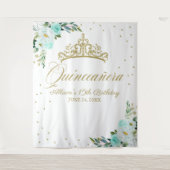 ティール(緑がかった色)フローラキンセアニェラ背景 タペストリー (正面)