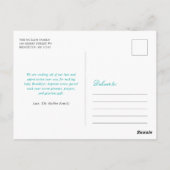 ティール（緑がかった色）フローラクロスバプテスマ/《キリスト教》洗礼式や命名式ありがとう ポストカード (裏面)