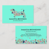 ティール(緑がかった色)フローラダックスシュントドッグペットシッター 名刺 (正面/裏面)