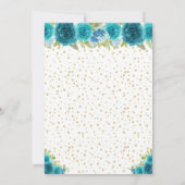 ティール(緑がかった色)フローラダークスキンプリンセスバースデーパーティー 招待状 (裏面)