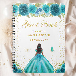 ティール（緑がかった色）フローラダークスキンプリンセスSweet sixteen ノートブック