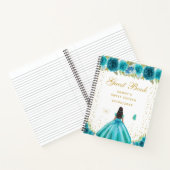 ティール(緑がかった色)フローラダークスキンプリンセスSweet sixteen ノートブック (内部)