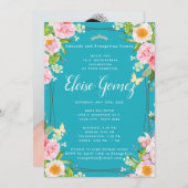 ティール（緑がかった色）フローラバタフライキンセアニェラ招待状 招待状 (正面/裏面)