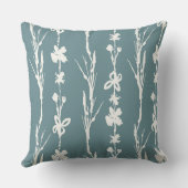 ティール(緑がかった色)フローラファームハウス装飾用クッション クッション (裏面)