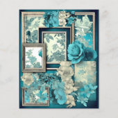 ティール（緑がかった色）フローラフレーム切り離しスクラップブック紙 (裏面)