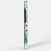 ティール（緑がかった色）フローラフワフワ白い羽 SAMSUNG GALAXYケース (右側面)