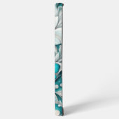 ティール（緑がかった色）フローラフワフワ白い羽 SAMSUNG GALAXYケース (左側面)