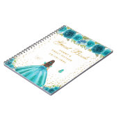 ティール（緑がかった色）フローラブルネットヘアプリンセスSweet sixteen ノートブック (左側)