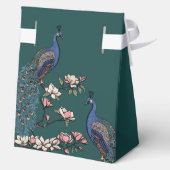 ティール（緑がかった色）フローラブルーピーコック&マグノリアフラワーズ フェイバーボックス (裏面)