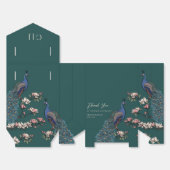 ティール（緑がかった色）フローラブルーピーコック&マグノリアフラワーズ フェイバーボックス (見開き)