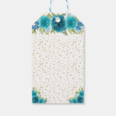 ティール（緑がかった色）フローラブロンドヘアガールハッピーバースデー ギフトタグ (裏面)