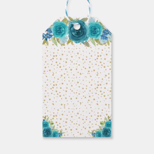 ティール（緑がかった色）フローラブロンドヘアガールハッピーバースデー ギフトタグ (裏面)