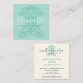 ティール（緑がかった色）フローラマンダラ瞑想ヨガインストラクター スクエア名刺 (正面/裏面)