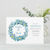 ティール(緑がかった色)フローラリース 招待状 (スタンド正面)