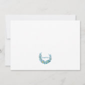 ティール(緑がかった色)フローラリース 招待状 (裏面)