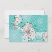 ティール(緑がかった色)フローラ応答カード 招待状 (裏面)