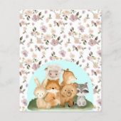 ティール（緑がかった色）フローラ森林動物ああ赤ちゃんシャワー予算 チラシ (裏面)