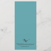 ティール(緑がかった色)フローラ水の色結婚のメニュー メニュー (裏面)