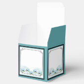 ティール(緑がかった色)フローラ水彩結婚式の引き出物箱 フェイバーボックス (オープン)