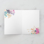 ティール(緑がかった色)フローラ水彩聴診器ナース感謝していyou サンキューカード (内部)