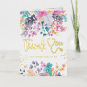 ティール（緑がかった色）フローラ水彩聴診器ナース感謝していyou 箔グリーティングカード (正面)