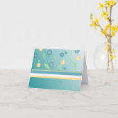 ティール(緑がかった色)フローラ空白のノートカード カード (黄色い花)