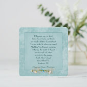 ティール（緑がかった色）フローラ結婚エンボスの発願 招待状 (スタンド正面)