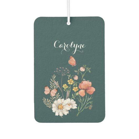 ティール（緑がかった色）フローラ カーエアーフレッシュナー (正面)