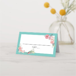 ティール(緑がかった色)フローラ プレイスカード