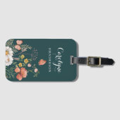 ティール(緑がかった色)フローラ ラゲッジタグ (正面横)