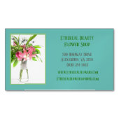 ティール(緑がかった色)フローリスト マグネット名刺 (正面)