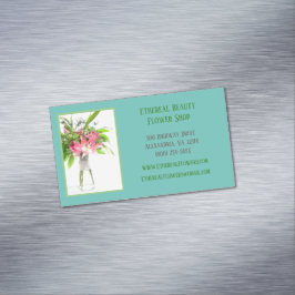 ティール（緑がかった色）フローリスト マグネット名刺