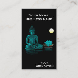 ティール(緑がかった色)ブッダとロータスオンブラック名刺 名刺