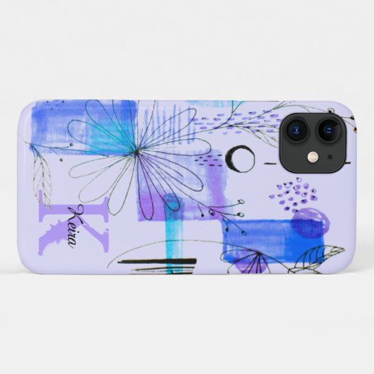 ティール(緑がかった色)ブパーソナライズされたルーガーリーターコイズモノグラム Case-Mate iPhoneケース (裏面(横))