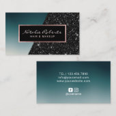 ティール(緑がかった色)ブモダンラックグリッター美しいサロンスパ 名刺 (正面/裏面)