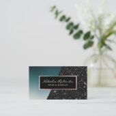 ティール(緑がかった色)ブモダンラックグリッター美しいサロンスパ 名刺 (スタンド正面)