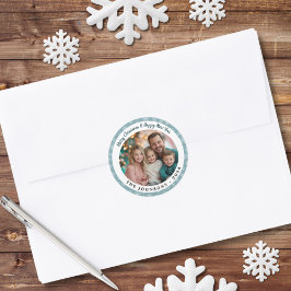 ティール(緑がかった色)ブモダンルースノーフレークスラウンドホリデイ ラウンドシール