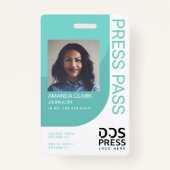 ティール（緑がかった色）ブモダンルーミニマルト&プレスパス写真ID バッジ (正面)