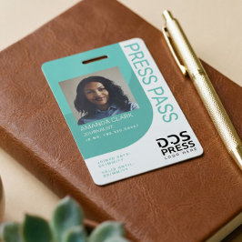 ティール（緑がかった色）ブモダンルーミニマルト&プレスパス写真ID バッジ